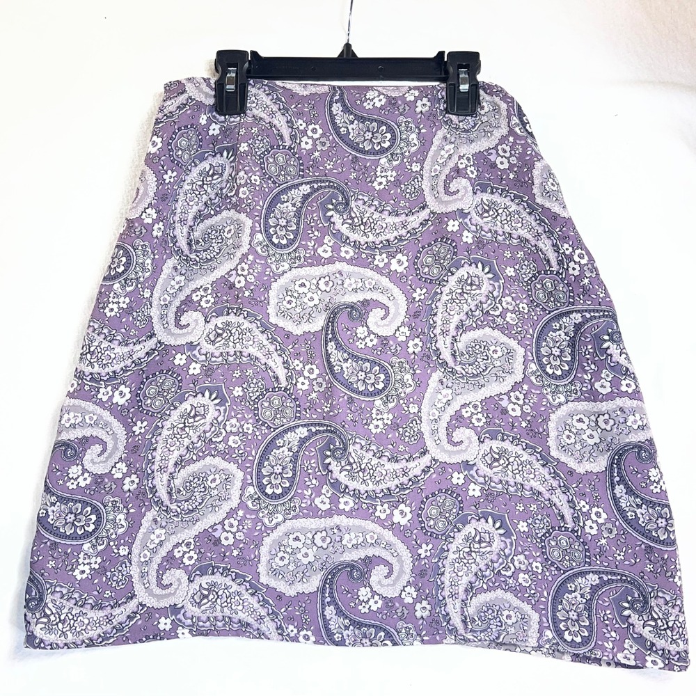 Style & Co Purple Paisley Floral A-Line Knee Length Skirt Womens Size 8